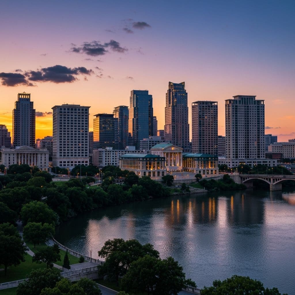 Austin, Texas skyline with the Colorado River